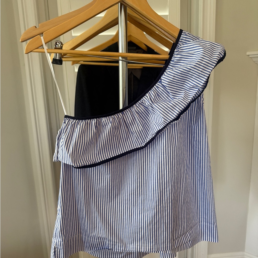 J. Crew Navy Striped Shirt with Navy Trim